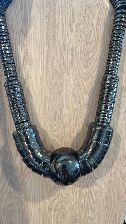 Large Black Beaded Necklace