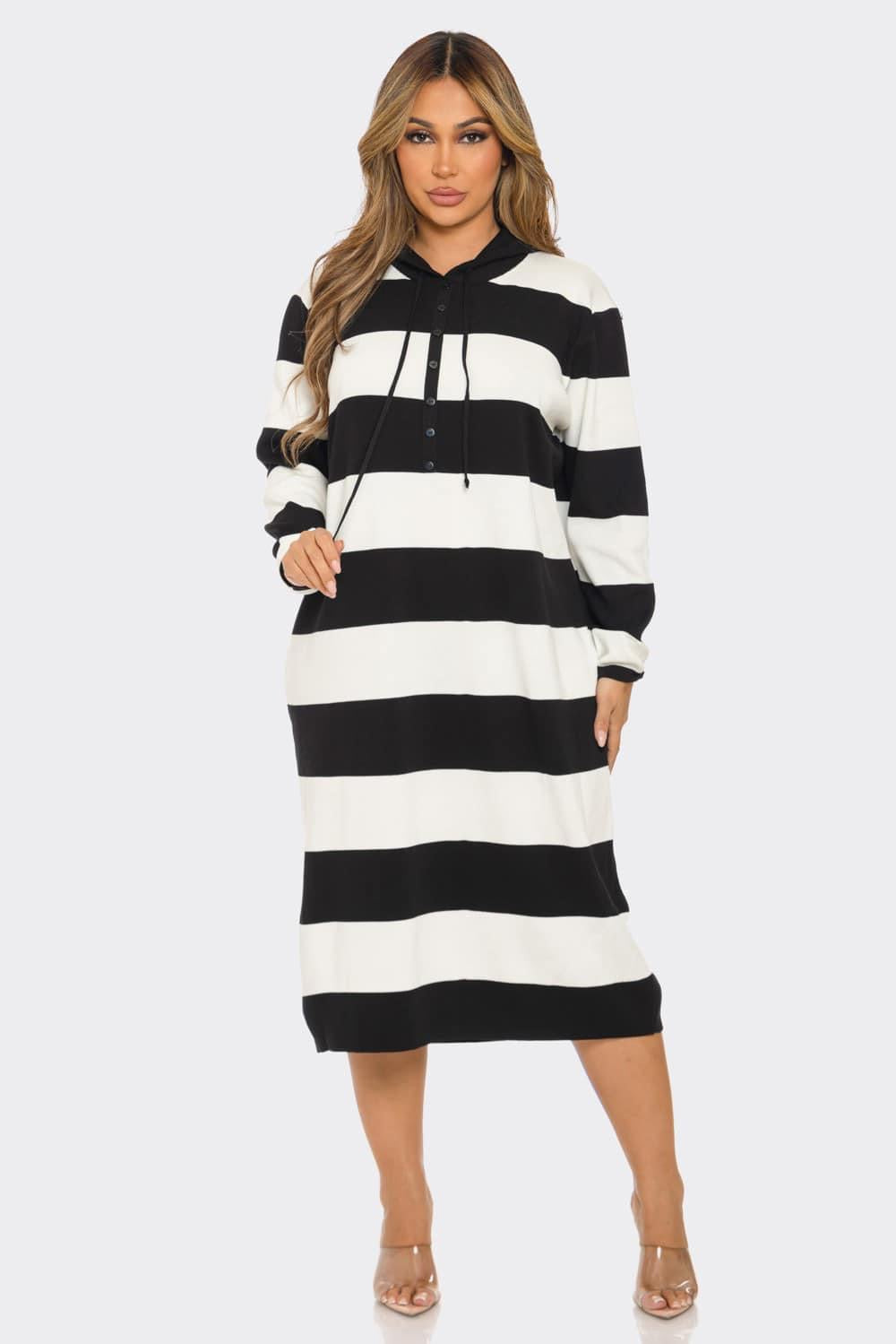 One size Knit hooded Sweater Dress